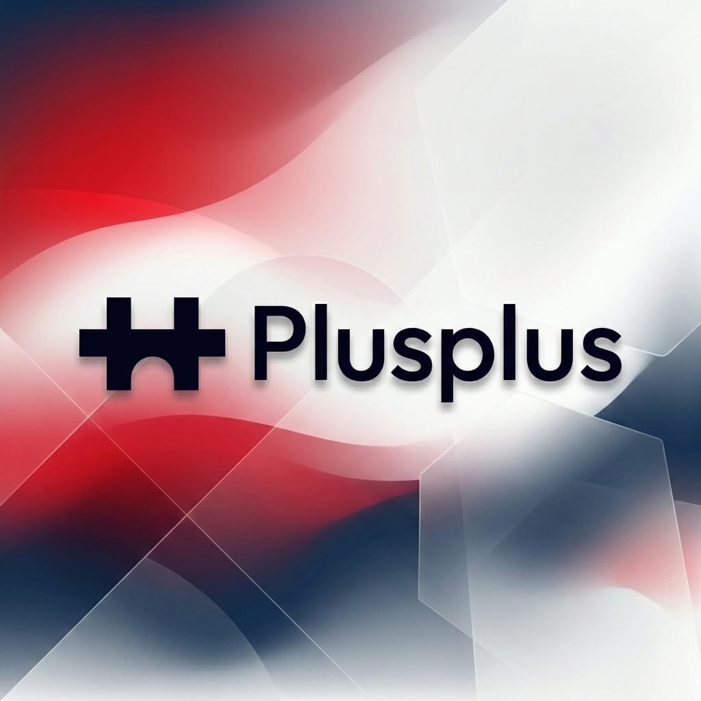 Plusplus Logo auf abstraktem Hintergrund